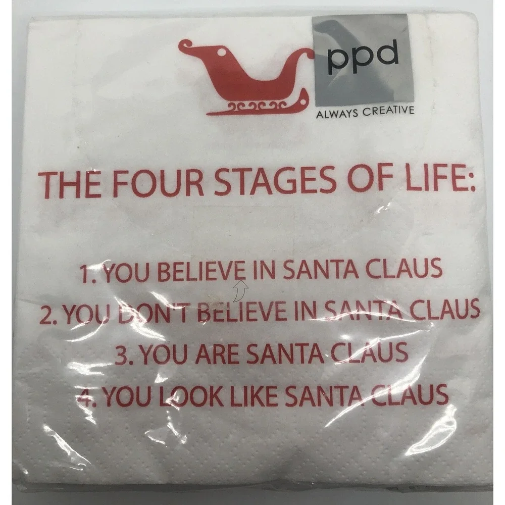 Funny Hostess Gift Christmas Napkins The 4 Stages Of Life, 20 Paper Napkins PPD‎